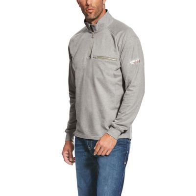 thumbnail image 2 of ARIAT Men's Flame Resistant 1/4 Zip Sweatshirt - FR Mock Neck Beech Top 2 of 10