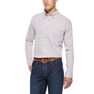Ariat Men's Long-Sleeve FR Gauge Work Shirt, 2XL Tall,White Multi at ...