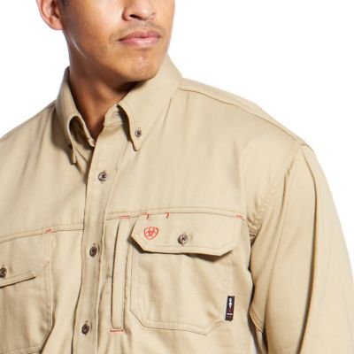 Image showing  Men's FR Flame-Resistant Solid Vent Long-Sleeve Work Shirt, Khaki