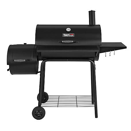 Royal Gourmet Charcoal Grill with Offset Smoker, Front & Side Tables, 811 sq. in. Cooking Space, Outdoor, Black, CC1830S
