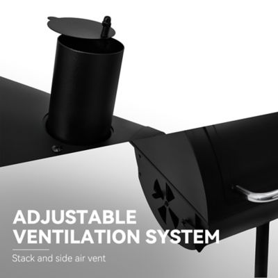 Image showing 6 th Royal Gourmet Barrel Charcoal Grill with Offset Smoker and Front and Side Tables, 811 sq. in., Black