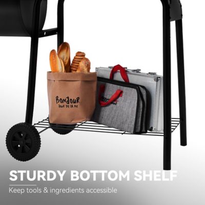 Image showing 8 th Royal Gourmet Barrel Charcoal Grill with Offset Smoker and Front and Side Tables, 811 sq. in., Black