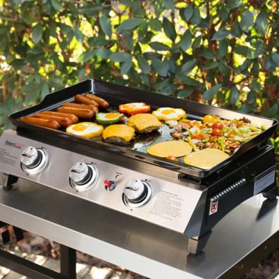 Image showing  3-Burner Propane Gas Portable Outdoor Table Top Griddle Grill with PVC Cover, 26,400 BTU