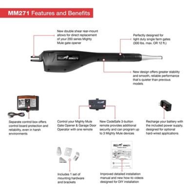 Image showing  Single Swing Light-Duty Gate Opener for Gates Up to 12 ft. L or 300 lb.