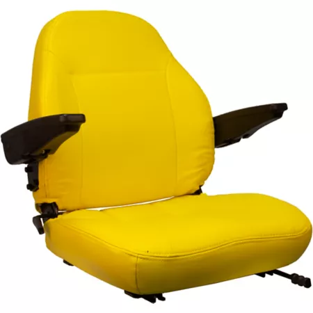 Black Talon Premium High Back Seat with Armrests and Slides Yellow Vinyl Mower Accessories