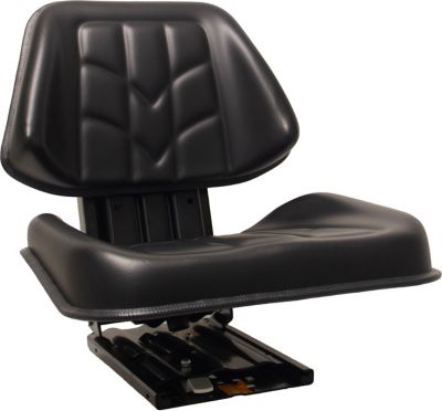 Image showing  21.5 in. Universal Replacement Trapezoid Tractor Seat with Adjustable Suspension, Black, Vinyl
