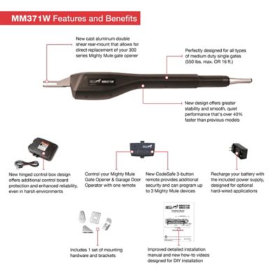 Image showing  Single Swing Medium-Duty Smart Capable Gate Opener for Gates Up to 16 ft. L or 550 lb.