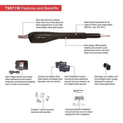 Image showing  Single Swing Heavy-Duty Smart-Capable Gate Opener for Gates Up to 18 ft. L or 850 lb.
