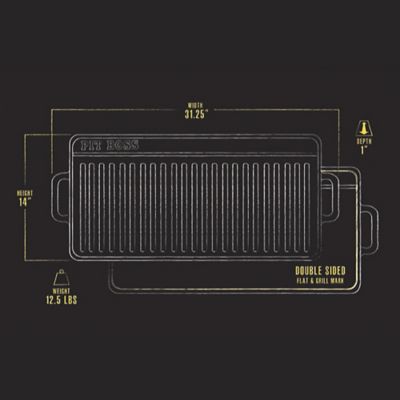 Image showing  14 in. x 28 in. 2-Sided Cast Iron Griddle