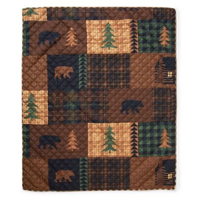 Donna Sharp Polyester Brown Bear Cabin Quilted Throw Blanket 