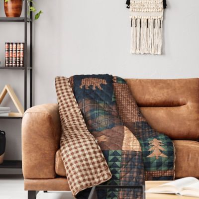 Image showing  Polyester Brown Bear Cabin Quilted Throw Blanket, 50 in. x 60 in.