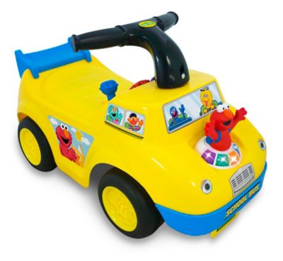 Kiddieland Sesame Street Elmo School Bus Light and Sound Activity Ride-On Toy