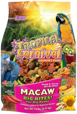 Tropical Carnival Gourmet Macaw Big Bites Bird Food, 14 lb. Parrot Feed