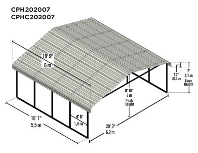 Image showing 5 th Arrow Carport, 20 ft. x 20 ft. x 7 ft., Eggshell