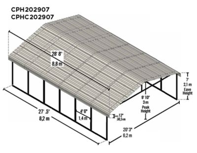 Image showing  Carport, 20 ft. x 29 ft. x 7 ft., Eggshell