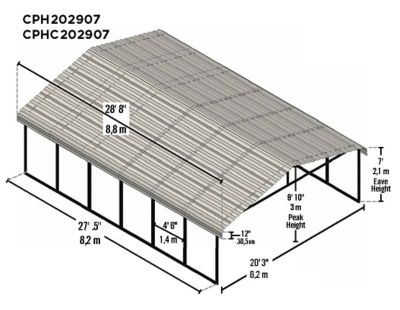 Image showing 5 th Arrow 20 ft. x 29 ft. Carport Charcoal