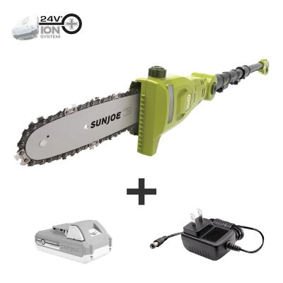 Sun Joe 8 in. 24V Cordless iON+ 2.0Ah Telescoping Pole Chainsaw Kit, Extends 3.7 ft. to 7.2 ft.