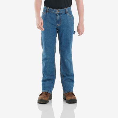Image showing 0 th Carhartt Boys Stretch Fit Mid-Rise Denim Dungaree Pants