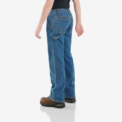 Image showing 2 th Carhartt Boys Stretch Fit Mid-Rise Denim Dungaree Pants