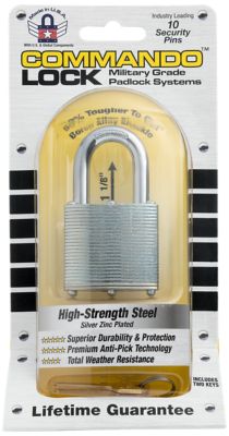 Image showing  1-1/8 in. Shackle Steel Military-Grade Zinc No-Bump Padlock