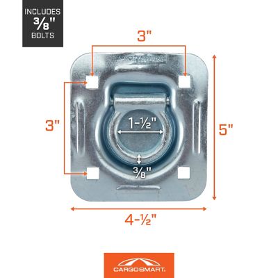 Image showing 6 th CargoSmart Heavy-Duty Bolt-On Recessed-Mount D-Ring with Back Plate