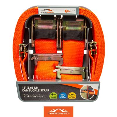 Image showing 10 th CargoSmart 2 in. x 12 ft. Cambuckle Ratchet Tie Down Strap for E-Track and X-Track, 2,000 lb. Capacity
