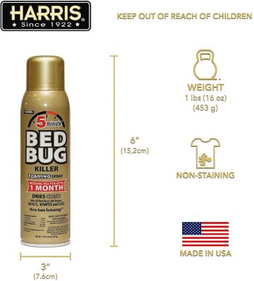Image showing 5 th Harris 16 oz. 5-Minute Bed Bug Killer Foaming Aerosol Spray