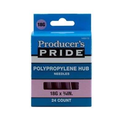 Producer's Pride Poly Hub Livestock Needles, 18 Gauge x 3/4 in., 24-Pack