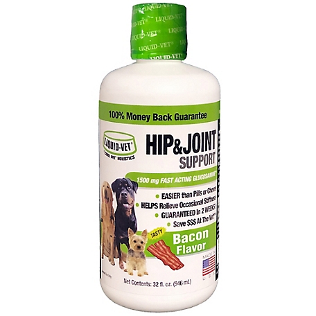 Liquid-Vet K9 Hip & Joint Support Bacon Flavor Formula Supplement for Dogs, 32 oz.