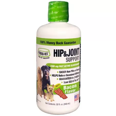 Liquid-Vet K9 Hip and Joint Support Supplement for Dogs Bacon Flavor 32 oz. Dog Hip & Joint Care