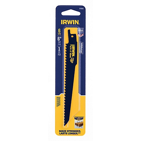Irwin 6 in. 6 TPI Nail Embedded Wood Cutting Reciprocating Saw Blade, Electronic Beam Weld