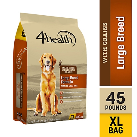 4health with Wholesome Grains Large Breed Adult Chicken Formula Dry Dog Food, 45 lb. Bag