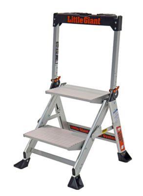 Little Giant 8 ft. Reach 375 lb. Capacity Aluminum Jumbo 2-Step Stool