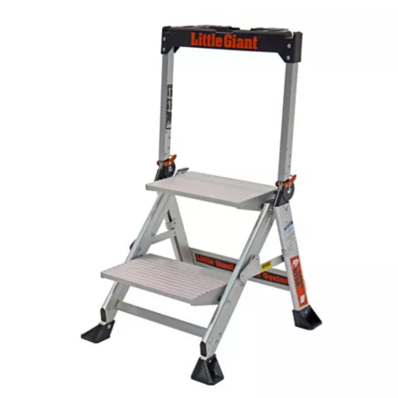 Little Giant Aluminum 2-Step Stool 8-Foot Reach 375 lb Capacity Step Ladders