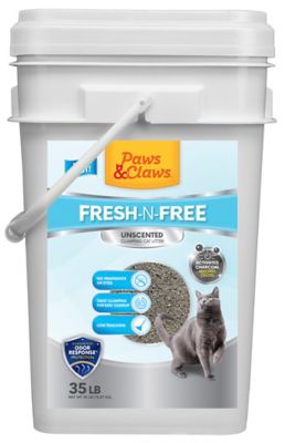 Paws & Claws Fresh-N-Free Unscented Clumping Cat Litter, 35 lb. Pail