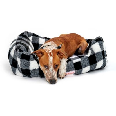 Image showing  Large Mink Plaid Dog Bed, Black/White
