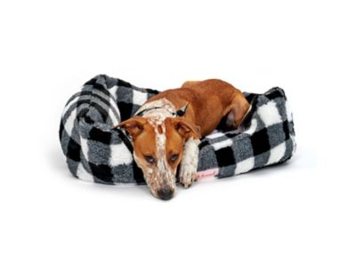 Image showing  Large Mink Plaid Dog Bed, Black/White