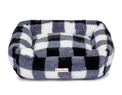Image showing  Large Mink Plaid Dog Bed, Black/White