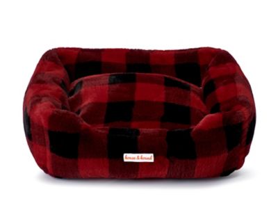 Image showing  Mink Plaid Dog Bed, Large, Red/Black