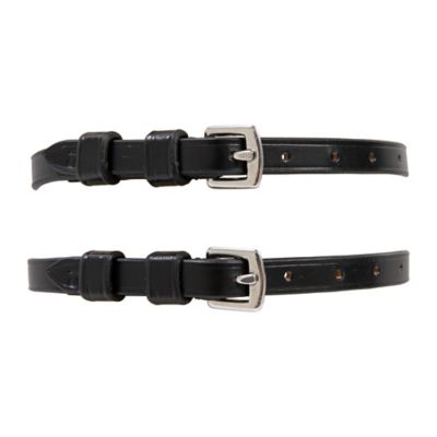 Huntley Equestrian Unisex English Leather Spur Straps with Keepers, Black, 2-Pack