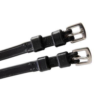 Image showing  Unisex English Leather Spur Straps with Keepers, Black, 2-Pack
