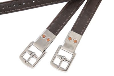 Huntley Equestrian Flat Buckle Premium-Lined Leather Stirrups, Havana, 2-Pack