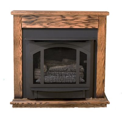 Image showing 1 th Buck Stove Model T-33 Corner Mantel - Dark Oak Finish