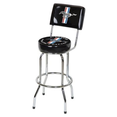 Ford Mustang Bar Stool with Backrest, 42 in., Black