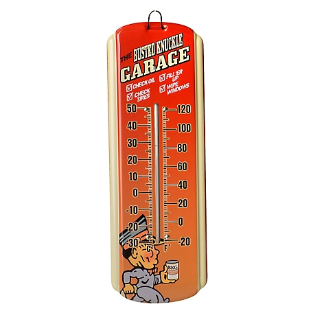The Busted Knuckle Garage Mini Thermometer, 12 in. x 4 in.