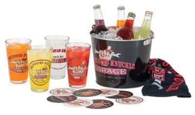 The Busted Knuckle Garage Pint Glass Party Bucket Set, 14 pc.