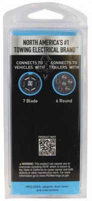 Hopkins 47535 7 RV Blade to 6 Round Adapter With LED Tester Lightscp E Brake 