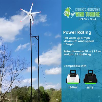 Image showing 9 th Nature's Generator 1,800/1,440 W Solar Powered Gold WE Generator System, Includes Generator, Solar Panel and Wind Turbine