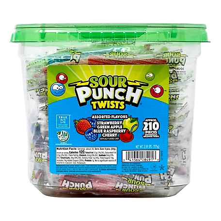 Sour Punch 4-Flavor Tub of Sour Punch Twists Candy, 210 ct.