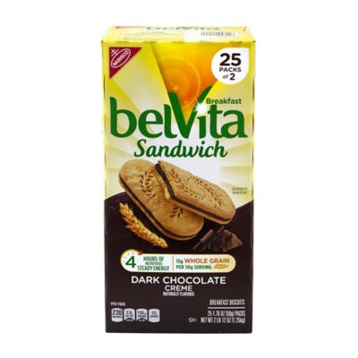 belVita Dark Chocolate Breakfast Sandwiches, 2 Bars Per Pack, 25 ct.